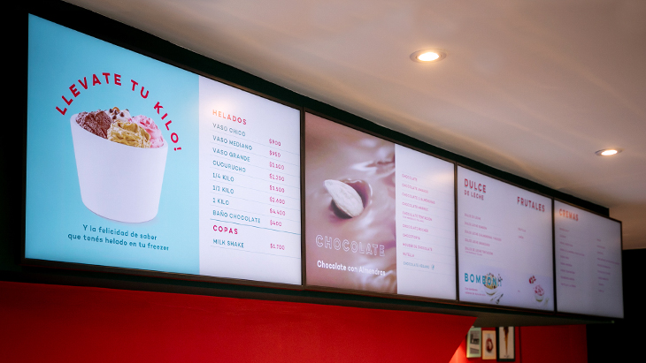 Menu Board managed with Dex Manager at Chinin ice cream shop